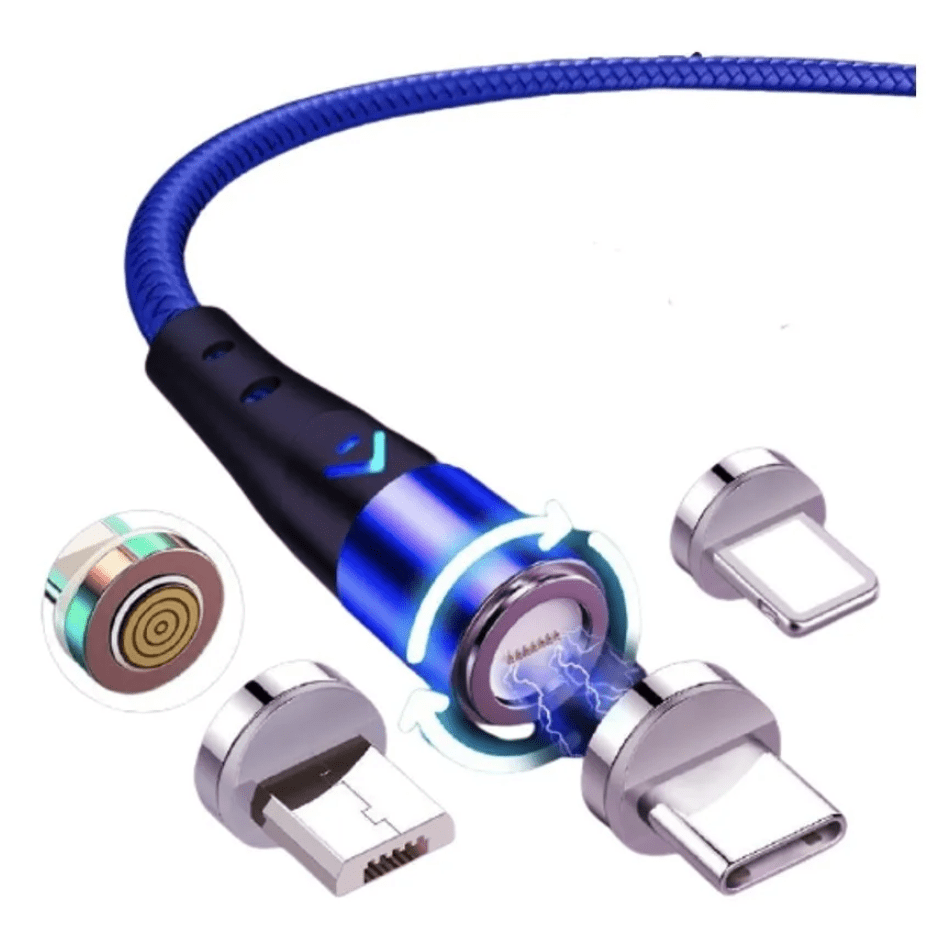 Ripley - CABLE USB CARGADOR MAGNÉTICO 3 EN 1 ROJO 540°